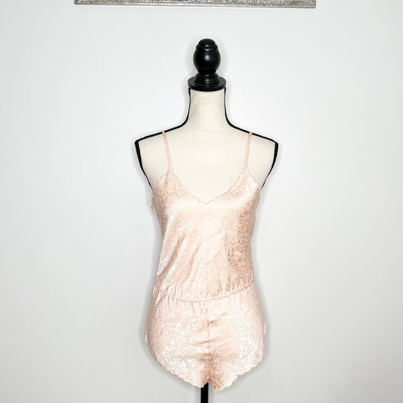 Vintage Morgan Taylor Pink Sleep Lingerie Romper Negligee Size Small - Picture 1 of 8